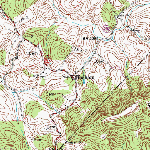 Topographic Map of Basham, VA