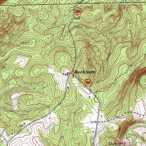 Topographic Map of Beckham, VA