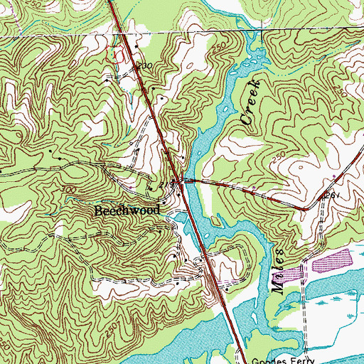 Topographic Map of Beechwood, VA