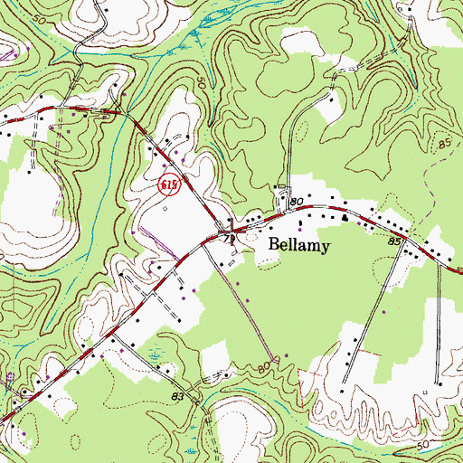 Topographic Map of Bellamy, VA