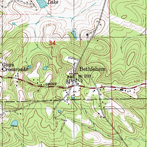 Topographic Map of Bethlehem Church, AL