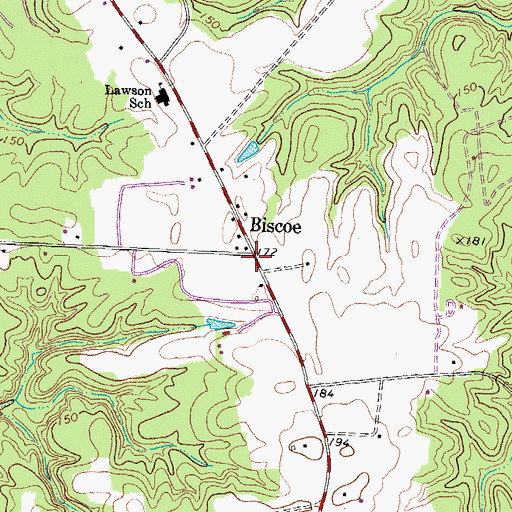 Topographic Map of Biscoe, VA