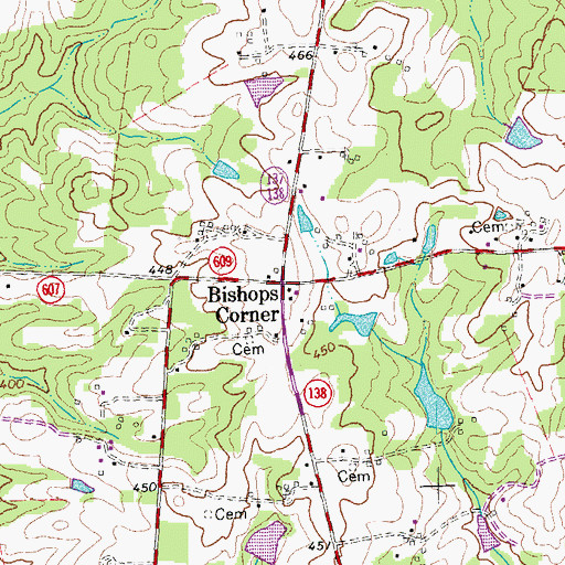 Topographic Map of Bishops Corner, VA