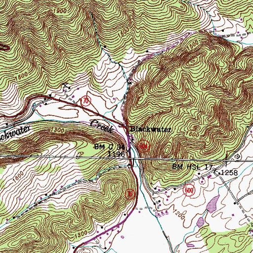Topographic Map of Blackwater, VA