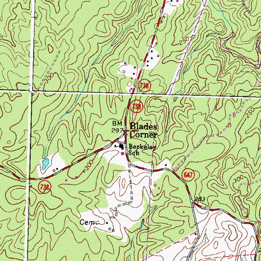 Topographic Map of Blades Corner, VA