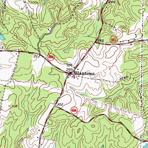 Topographic Map of Blantons, VA