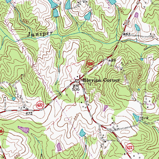 Topographic Map of Blevins Corner, VA