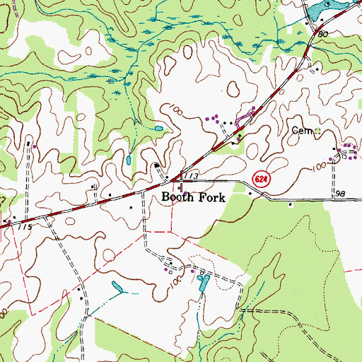 Topographic Map of Booth Fork, VA
