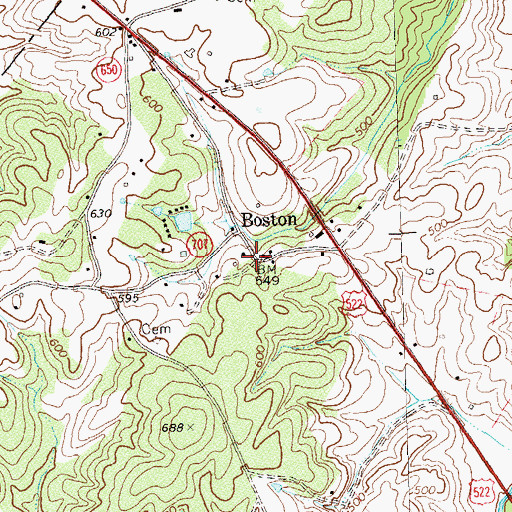 Topographic Map of Boston, VA