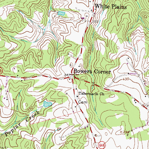 Topographic Map of Bowers Corner, VA
