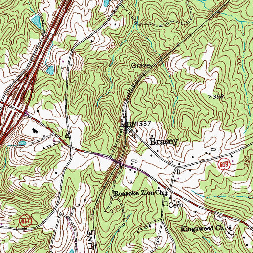 Topographic Map of Bracey, VA