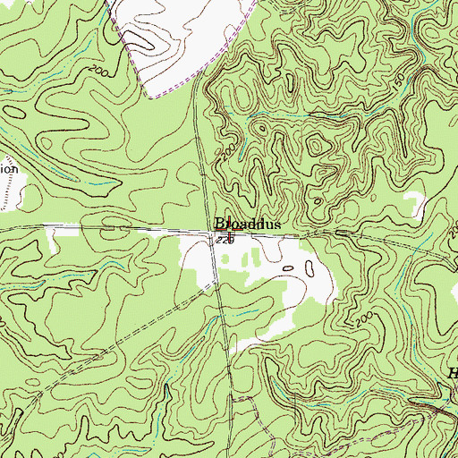 Topographic Map of Broaddus, VA
