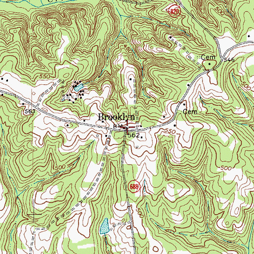 Topographic Map of Brooklyn, VA
