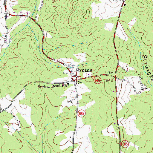 Topographic Map of Brutus, VA