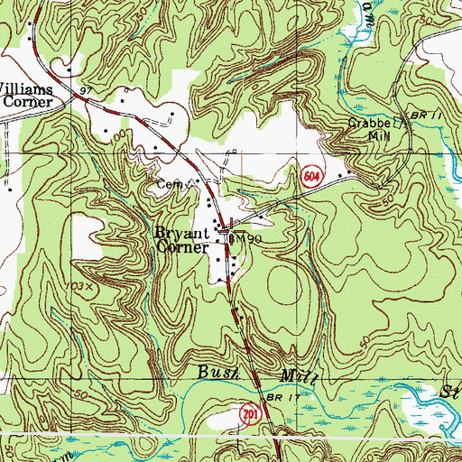 Topographic Map of Bryant Corner, VA