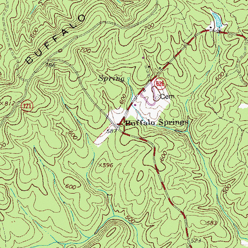 Topographic Map of Buffalo Springs, VA
