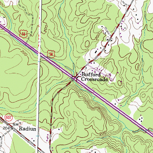 Topographic Map of Bufford Crossroads, VA