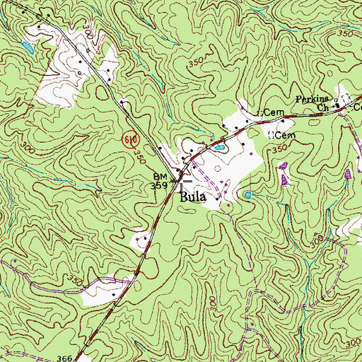 Topographic Map of Bula, VA