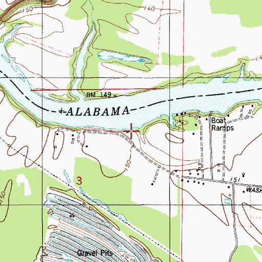 Topographic Map of Bills Marina, AL