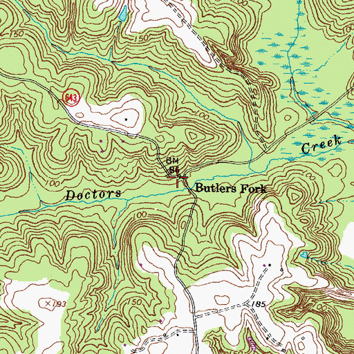 Topographic Map of Butlers Fork, VA