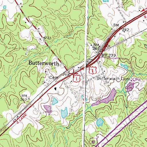Topographic Map of Butterworth, VA