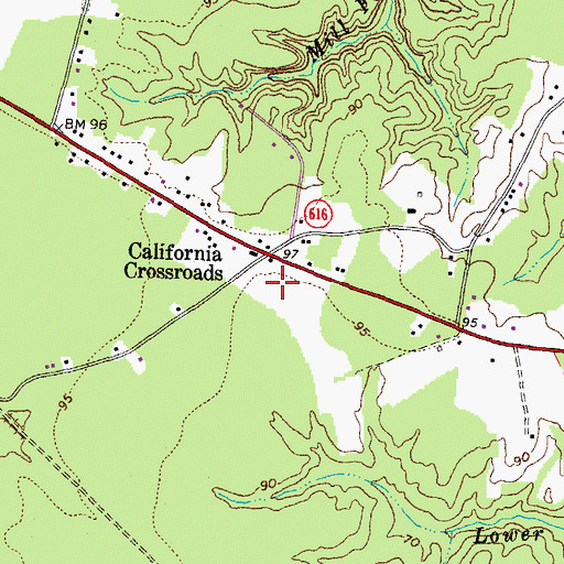 Topographic Map of California Crossroads, VA
