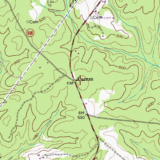 Topographic Map of Camm, VA