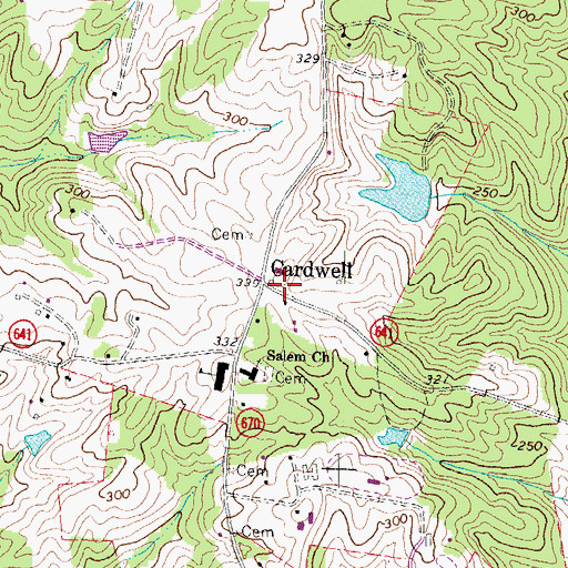 Topographic Map of Cardwell, VA