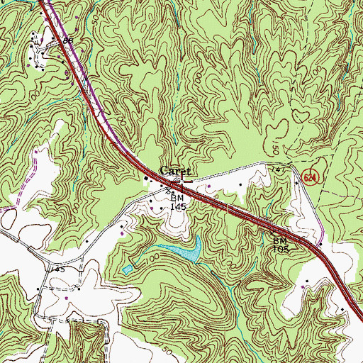 Topographic Map of Caret, VA