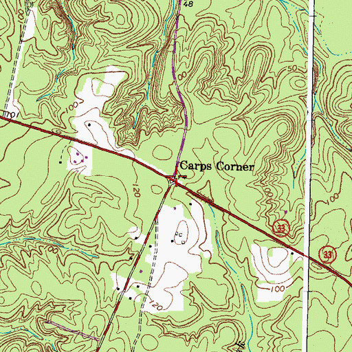 Topographic Map of Carps Corner, VA
