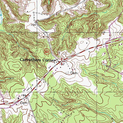 Topographic Map of Carruthers Corner, VA