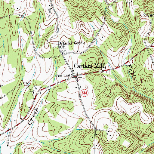 Topographic Map of Carters Mill, VA