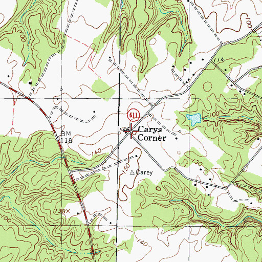 Topographic Map of Carys Corner, VA