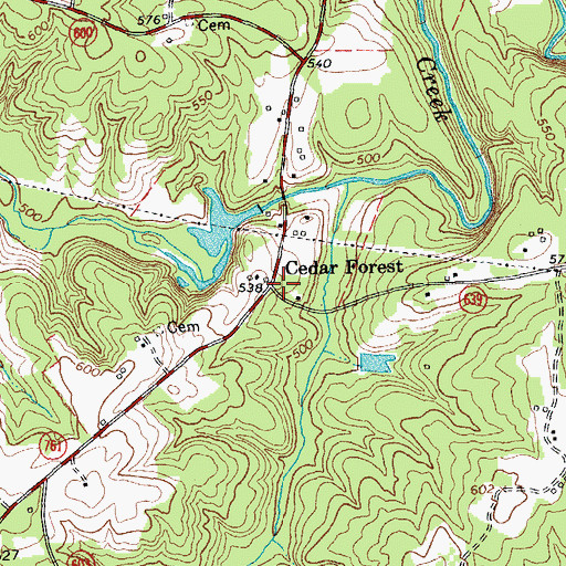 Topographic Map of Cedar Forest, VA