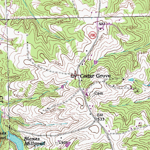 Topographic Map of Cedar Grove, VA