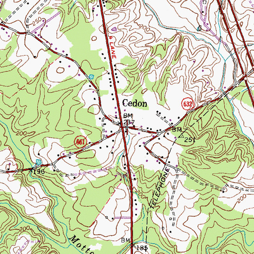 Topographic Map of Cedon, VA