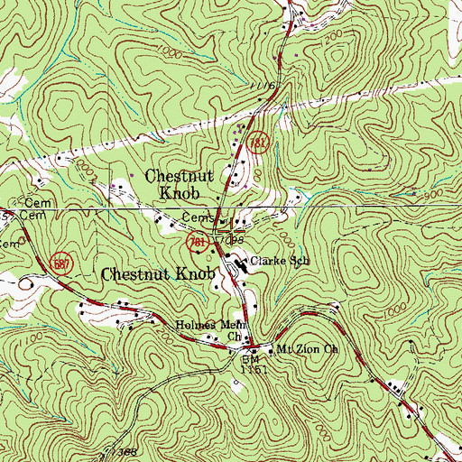 Topographic Map of Chestnut Knob, VA
