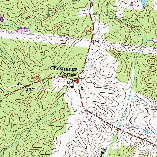 Topographic Map of Chewnings Corner, VA