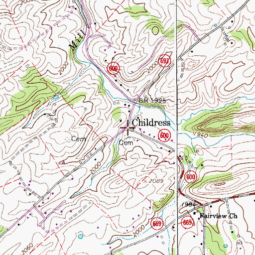 Topographic Map of Childress, VA