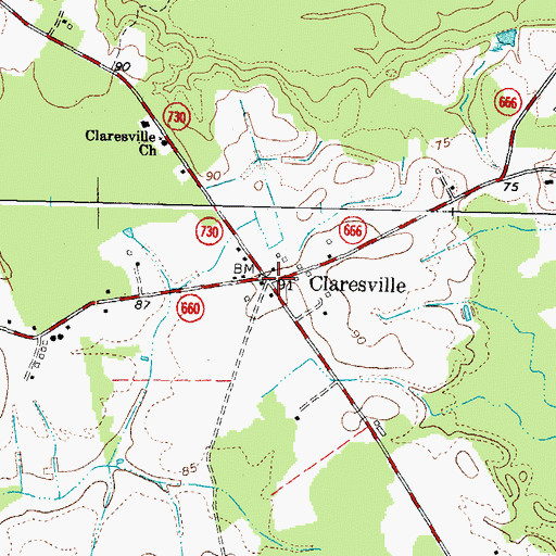 Topographic Map of Claresville, VA