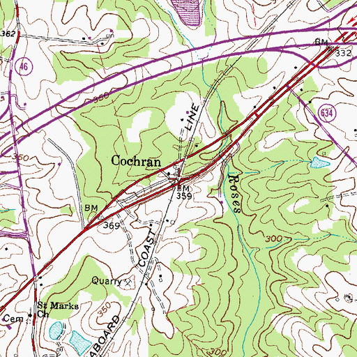 Topographic Map of Cochran, VA