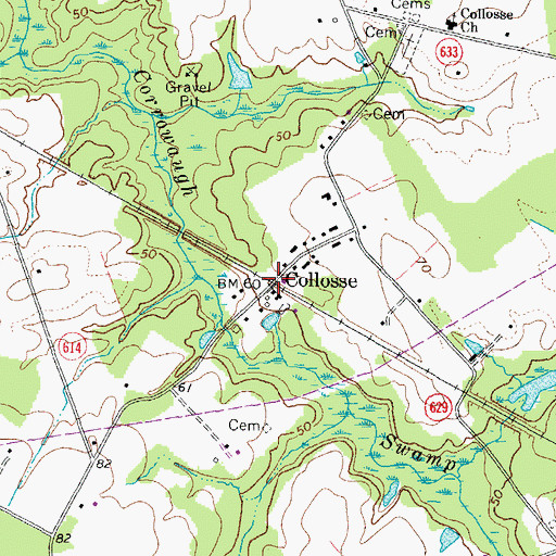Topographic Map of Collosse, VA
