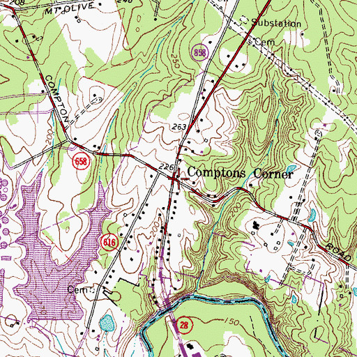 Topographic Map of Comptons Corner, VA