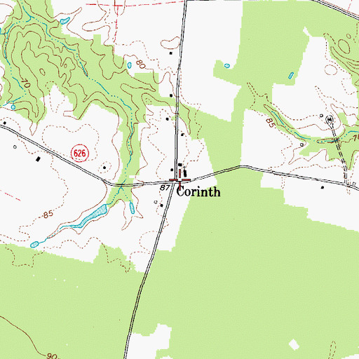 Topographic Map of Corinth, VA