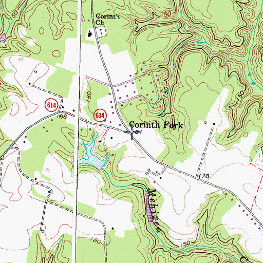 Topographic Map of Corinth Fork, VA