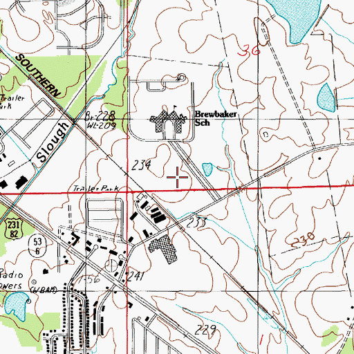 Topographic Map of Brewbaker Elementary School, AL