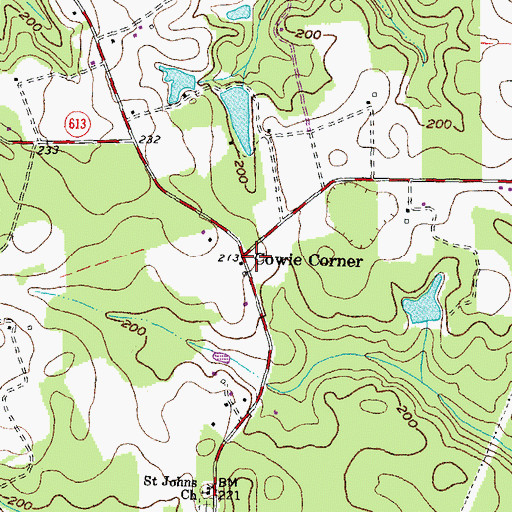 Topographic Map of Cowie Corner, VA
