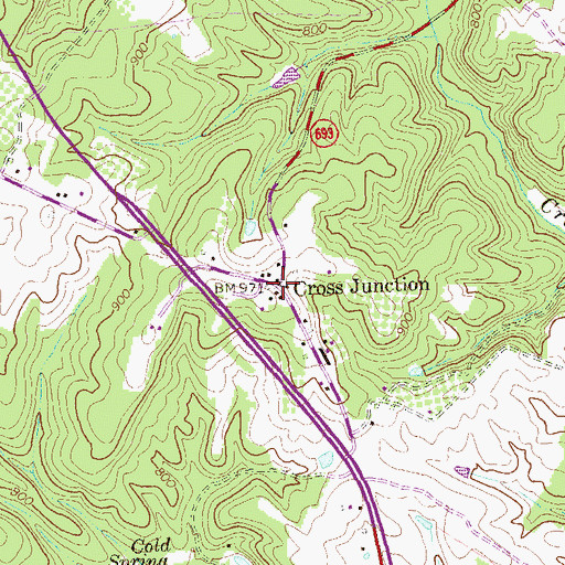 Topographic Map of Cross Junction, VA