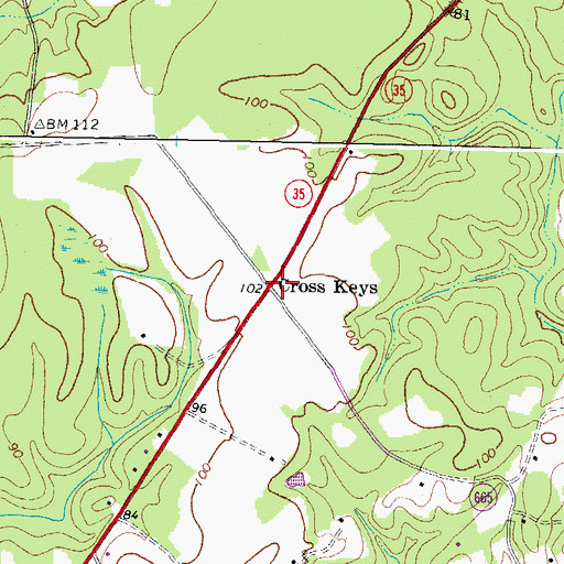 Topographic Map of Cross Keys, VA