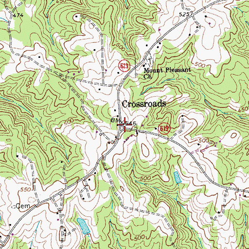 Topographic Map of Crossroads, VA